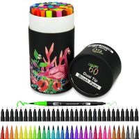 60 Colors Art Markers Dual Tips Coloring Brush Fineliner Color Pens Water Marker for Calligraphy Drawing Sketching Coloring Book