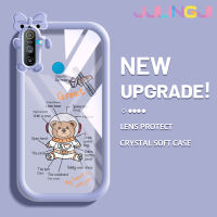 Jjlingji เคส C3 Realme ลายการ์ตูนน่ารักนาซ่านักบินอวกาศหมีเคสกันกระแทกเคสนิ่มซิลิโคนหนาทนทานต่อการตกหล่นและเคสโทรศัพท์แบบใสทนต่อการสึกหรอ