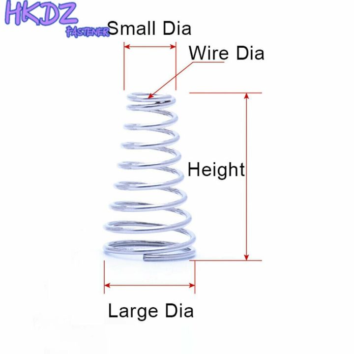 1-2-3-5pcs-tower-springs-conical-cone-compression-spring-304-stainless-steel-taper-pressure-spring-wire-diameter-0-4-0-8mm-spine-supporters