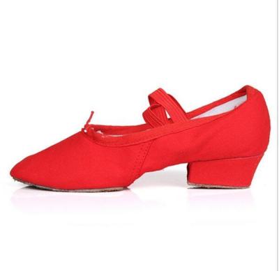 รองเท้าบัลเล่ต์มีส้นสีแดง/ดำสำหรับผู้หญิง,เต้นรำบัลเล่ต์ครูเต้นรำรองเท้าแจ๊สทันสมัยสำหรับเด็ก