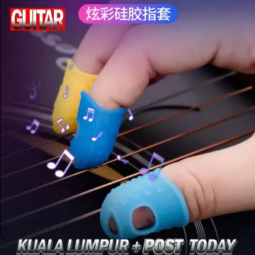 4Pcs/Set Silicone Finger Guards Guitar Fingertip Protectors For Ukulele  Guitar S M L Transparent Blue Color