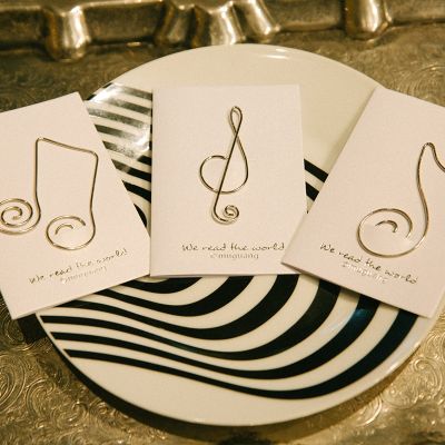 3pcs Gift Ideas Metallic Musical Notes Music Wire Clips Bookmarks