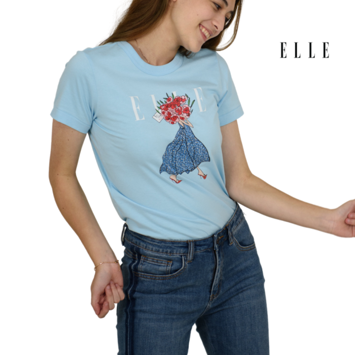 elle-boutique-เสื้อยืดสตรีคอกลม-แขนสั้น-สกรีนลาย-elle-limited-editions-w3k568