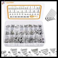 CIYA74581 460Pcs M2.5 M3 M4 M5 M6 M8 ประเภทสกรูเมตริก 304สแตนเลสสตีล ขนาด22นิ้ว Bolts NUTS washers Assortment KIT พร้อมประแจหกเหลี่ยม6ตัว สกรูสำหรับเครื่องจักร มืออาชีพด้านการ