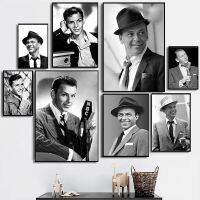 Vintage Frank Sinatra Portrait Music Studio โปสเตอร์ศิลปะภาพวาดผ้าใบผนังพิมพ์รูปภาพสำหรับห้องนั่งเล่นตกแต่งบ้าน