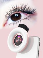 Macro Lens for Mobile 15X Fill Ring Light Selfie Live Lamp Camera Lens with LED Universal Flash Smartphone Portable Light Clip Smartphone Lenses