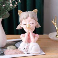 【TX】Girl Blow Bubble Art Statue Sculpture Figurine Model for Home