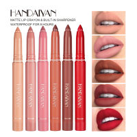 [ลิปสติกกันน้ำ] 12สีลิปสติกลิปไลเนอร์ดินสอแต่งหน้ากำมะหยี่ Matte Moisturizing Non Stick Nude Series Lip Tint Balm เครื่องสำอางเครื่องมือ