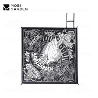 MOBI GARDEN Black Pattern Picnic Mat Outdoor Park Camping Rug Waterproof Polyester Square Moisture Proof Mat Machine Washable Sleeping Pads