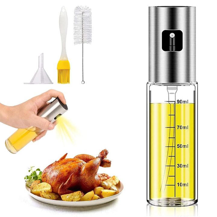 Portable Olive Oil Dispenser Multifunctional Oil Spray Bottle With Silicone  Brush Salad Grilling BBQ Oil Sprayer Kitchen Supplie