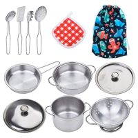 High-Quality Children Pretend Play Kitchen Cookware Set Toy Cooking Game Durable Stainless Steel Set Kitchen Toy