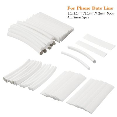 20pcs Heat Shrinking Tube Sleeve White 3/4:1 Wrap Wire For iPhone For iPad For Android For Samsung Data Line Insulation Sleeving Electrical Circuitry
