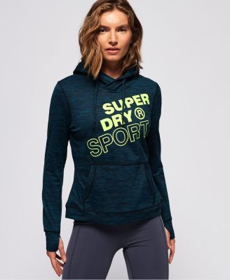 SUPERDRY CORE GRAPHIC HOOD - ฮู้ดดี้ เสื้อฮู้ดแบบสวมหัว สำหรับผู้หญิง สี Botanical Green