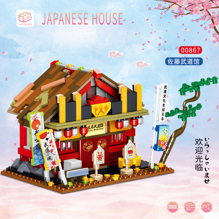 ของเล่นประกอบสำหรับเด็กร้านขายบะหมี่กึ่งสำเร็จรูป-lin00864บล็อกตัวต่อวิวถนนขนาดเล็กแนวสถาปัตยกรรมแบบญี่ปุ่น