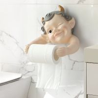 ▣▣ Punch-free cute elf wall-mounted paper towel holder kitchen roll paper wash towel rack cartoon toilet paper toilet paper holder