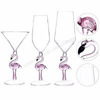 1Pcs Creative Pink Flamingo Cocktail Glass Martini Goblet Nverted Cone Shaped Wedding Birthday Party Crystal Champagne Wine Cup