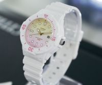 นาฬิกา Casioแท้  รุ่น LRW-200H-4E2  นาฬิกาข้อมือผู้หญิง สายเรซิ่น สีขาวหน้าปัดชมพูสุด Cute - ของแท้ 100% ประกันสินค้า 1 ปีเต็ม