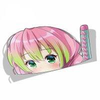 【cw】 13cm x 8.3cm for Mitsuri Kanroji Demon Slayer Peek Anime Big Head Vinyl Cartoon Car Sticker JDM Window Trunk Decal