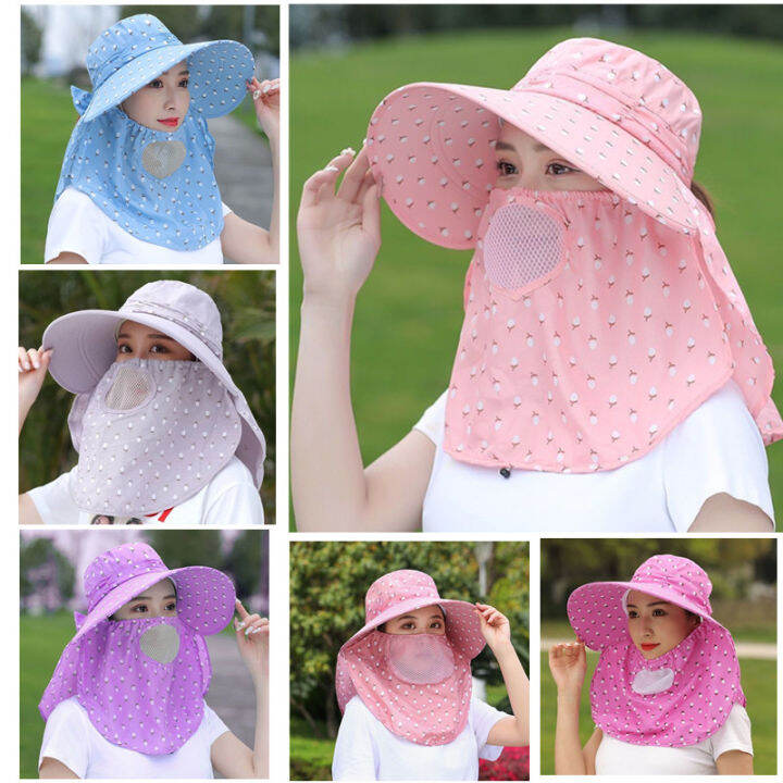 Hat Big Brimmed Face Neck Flap Breathable Sunscreen Outdoor Summer Hat ...