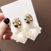 2019 Hot Sale Fashion Square Acetate Clip On Earrings No Hole for Women Acrylic Resin Geometry Ear Clips