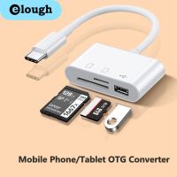 Elough 3 In 1 Type C ตัวอ่านการ์ดความจำ SD TF CF ตัวแปลง OTG แท็บเล็ตโทรศัพท์มือถือสำหรับ iPad Huawei Macbook USB เครื่องอ่านการ์ด Type C