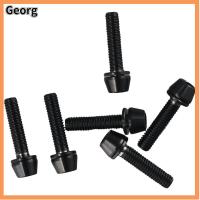 GEORG 6pcs โลหะผสมไททาเนียม สกรูหัวหกเหลี่ยมอัลเลน M5 20มม. สีดำสีดำ สลักเกลียวหัวเรียวพร้อมสกรูเครื่องซักผ้า ทนต่อการกัดกร่อน สำหรับชิ้นส่วนต้นกำเนิดจักรยาน จักรยานสำหรับขี่จักรยาน