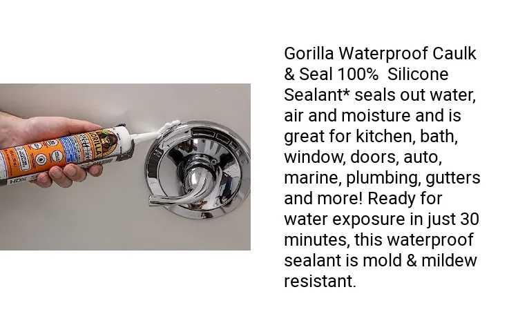 Gorilla Waterproof Caulk and Seal 10-oz White Silicone Caulk in