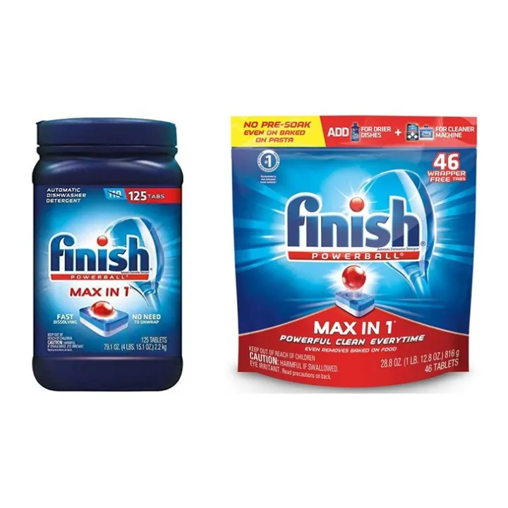 Finish Powerball Max in One Dishwasher Detergent Tablets, ฟินิช ผลิตภัณฑ์ชนิดเม็ด สำหรับเครื่อง