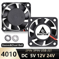 GDSTIME 40มม. DC 24V 12V 5V Dual Ball แบริ่งคอมพิวเตอร์กรณี CPU Cooler 3D เครื่องพิมพ์พัดลมระบายความร้อน40X40X10มม. แขน Ball Radial พัดลม