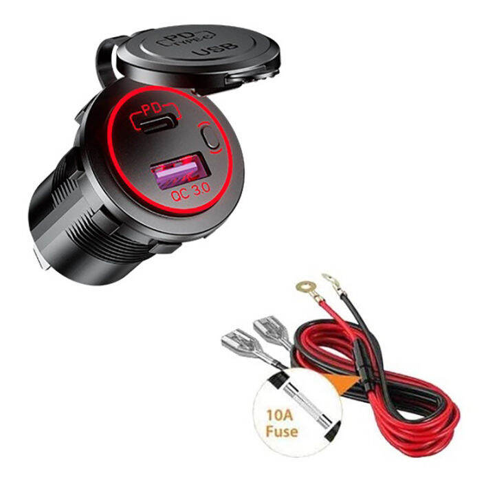 PD Type C USB Car Charger and QC 3.0 Quick Charger 12V Power Outlet
