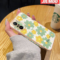 เคส JIUMOO สำหรับ Xiaomi Mi 11i 11X POCO F3 Redmi K40 Pro เคสแฟชั่นดอกไม้สวยใหม่กรอบสี่เหลี่ยมพื้นผิวเคสซิลิกาเจลนิ่มกันกระแทกเคสมือถือรวมฝาครอบป้องกันเลนส์กล้องถ่ายรูปทั้งหมด