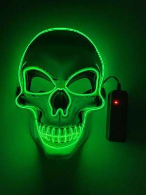 ฮาโลวีน LED Skull Neon หน้ากากแสงสยองขวัญ Ghost Head ผู้ชายผู้หญิงตลกปาร์ตี้ Luminous Glow Dark Skeleton คอสเพลย์เครื่องแต่งกาย Props