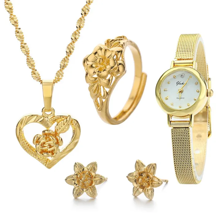 L' Amour Boutique 24k GoldPlated Korean Design Heart Rose Set and