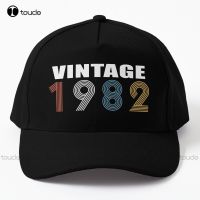 Vintage 1982 - Black Background Baseball Cap Sun Hats Personalized Custom Unisex Adult Teen Youth Summer Baseball Cap Sun Hats