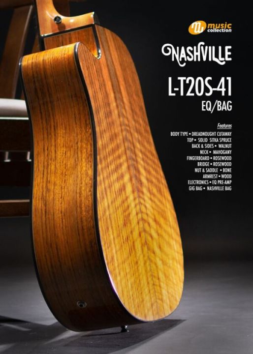 กีตาร์โปร่งไฟฟ้า-nashville-l-t20s-41-eq-free-bag