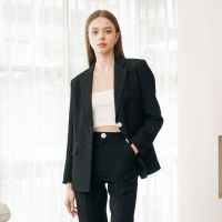 PIMNATTA Lucia Blazer Black เบลเซอร์ตัดเย็บงานสูท สีดำ (สินค้าพร้อมส่ง) Workwear Minimal ผ้า BM อัดกาว ใส่สบาย เรียบหรู ดูแพง เสื้อสูทผู้หญิง