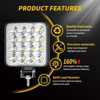 16LED 48w รถ LED ไฟทำงานไฟเสริมไฟหน้าใหม่ Mini Square Fit สำหรับรถบรรทุก SUV รถแทรกเตอร์เรือ LED Light Bar【2pcs】