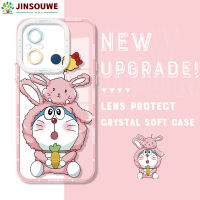 Jinsouwe เคสมือถือสำหรับ Xiaomi Redmi 12C,เคสโทรศัพท์ลายการ์ตูนโดราเอมอนคริสตัลเคสด้านหลังยางแบบนิ่ม