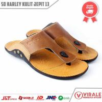 COD ✹๑ The Outline Shop27dgsd6gfd Harley Davidson JPT 013 TAN Mens Genuine Leather Sandals