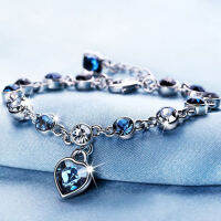 Luxury Ocean Heart สร้อยข้อมือคริสตัลสีฟ้าสำหรับผู้หญิง Blue Cubic Zirconia Love Charm กำไลข้อมือครบรอบวันวาเลนไทน์ GiftJewelry-fbgxbgdbnxxfn