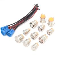 16mm 19mm 22mm LED Lamp Metal Button Switch 15A/250VAC Momentary Self Reset/locking Latching Waterproof 3v 5v 6v 12v 24v 220v  Power Points  Switches