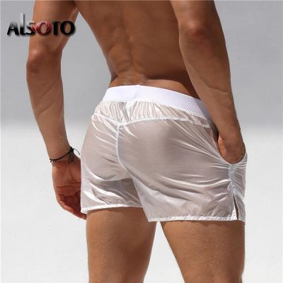 ‘；’ Men Transparent Shorts Bodybuilding Man Summer  Gyms Workout Male Breathable Quick Dry Sportswear Jogger Beach Short Pants