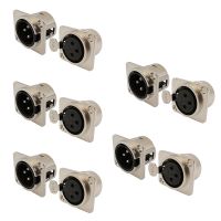 10Pcs XLR 3 Pins Male Female Audio Microphone Plug Jack Connector Metal 3P Panel Mount Chassis Socket