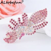 ALTOBEFUN Fashion Rhinestone Crystal Butterfly Hairpin For Women Girls Ladies Barrettes Hollow Out Hair Clip Ornament AE016