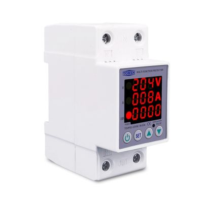 TOMZN 63A 230V 3IN1 Din Rail Adjustable Over and Under Voltage Protective Device Protector Relay with Over Current Protection