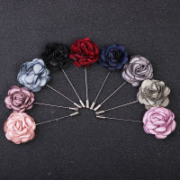 Camellia Flower Brooches Handmade Fabric Lapel Pins Copper Long Needle Pins Fashion Suit Accessory Lapel Pin for Men Women Brooch
