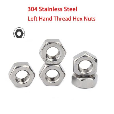 Free Shipping Metric Left Hand Thread Hex Nut M4~M20 304 Stainless Steel Reverse Thread Hex Hexagon Nuts Left Tooth Nuts Nails  Screws Fasteners