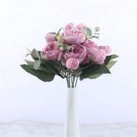 LONTIME 9 heads Rose Bouquet Simulation Peony Artificial Flowers DIY Wedding Home Decor