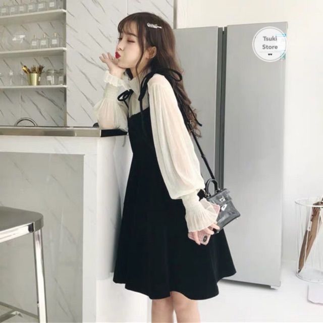 Set Váy Yếm Phối Túi Ngực Kèm Áo Ulzzang mua Online giá tốt  NhaBanHangcom