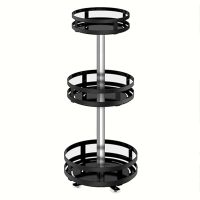 360° Rotating Condiments Metal Storage Rack Multi-Layer Condiments Turntable Spice Container Kitchen Supplies